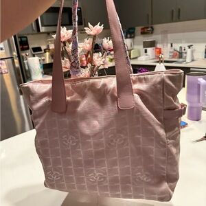 CHANEL Pink Nylon Travel Tote Bag